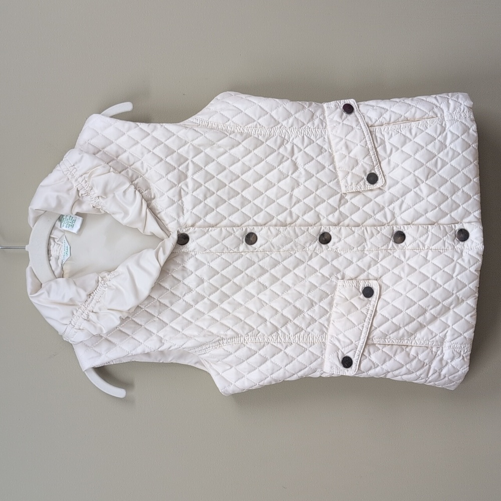 Laura Ashley White Quilted Polyester Vest Petite Small